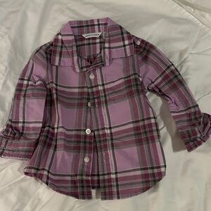 Janie and Jack Kids Plaid Button-Down Shirt in Purple and Green